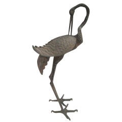 Patinized Metal Garden Crane