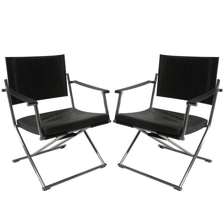 Pair of Mark Singer Campaign Style Chairs