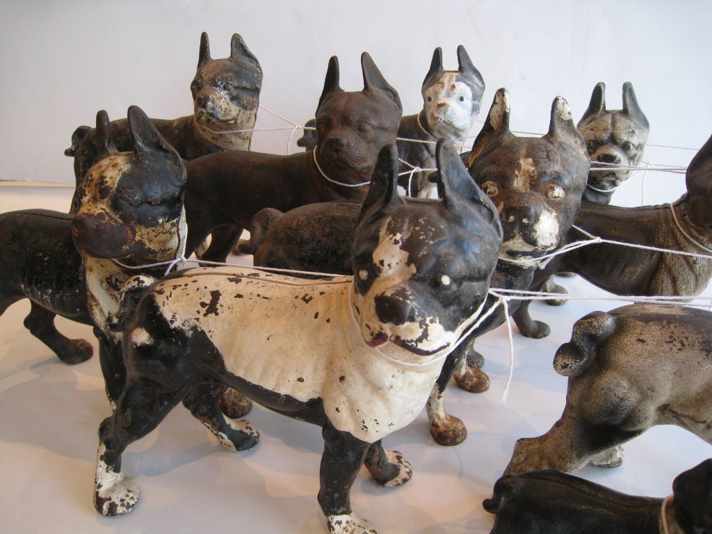 Polychromed Collection of Cast Iron English Bulldogs