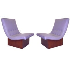 Fabulous Pair of Milo Baughman Rosewood and Leather Lounge Chair