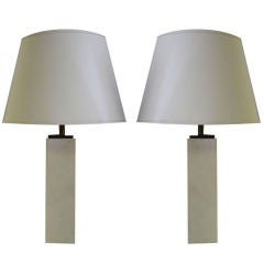 Pair of Carrera Marble Lamps in the Manner of Robsjohn-Gibbings.