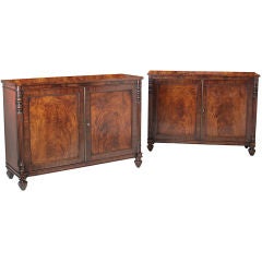 A pair of rare Regency mahogany side cabinets.