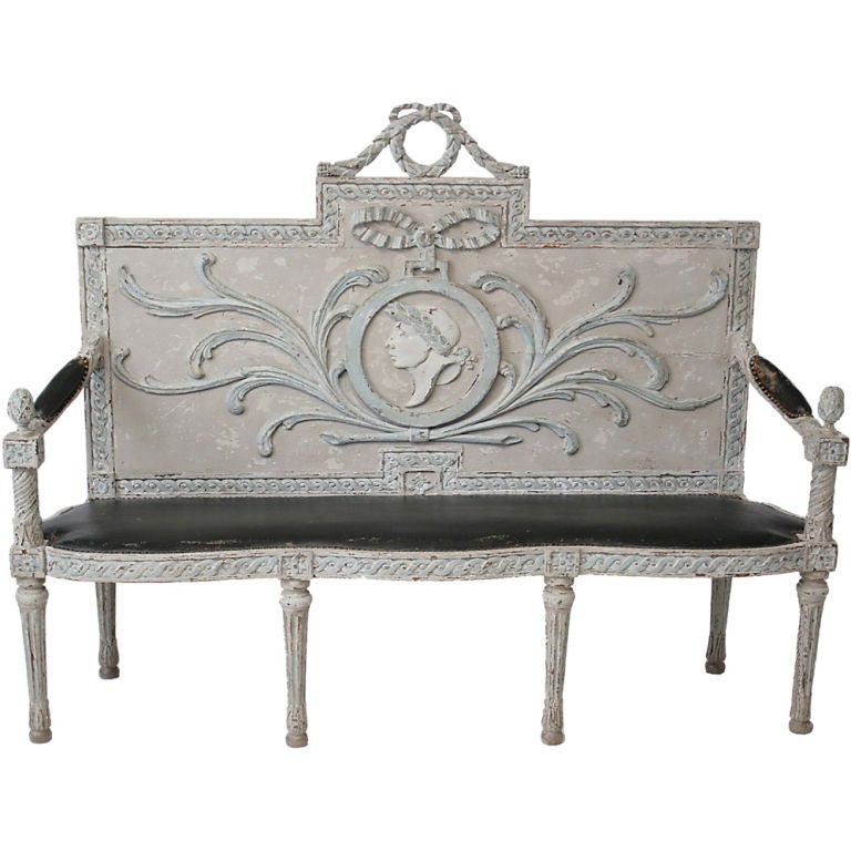 An Italian Painted Hall Bench.