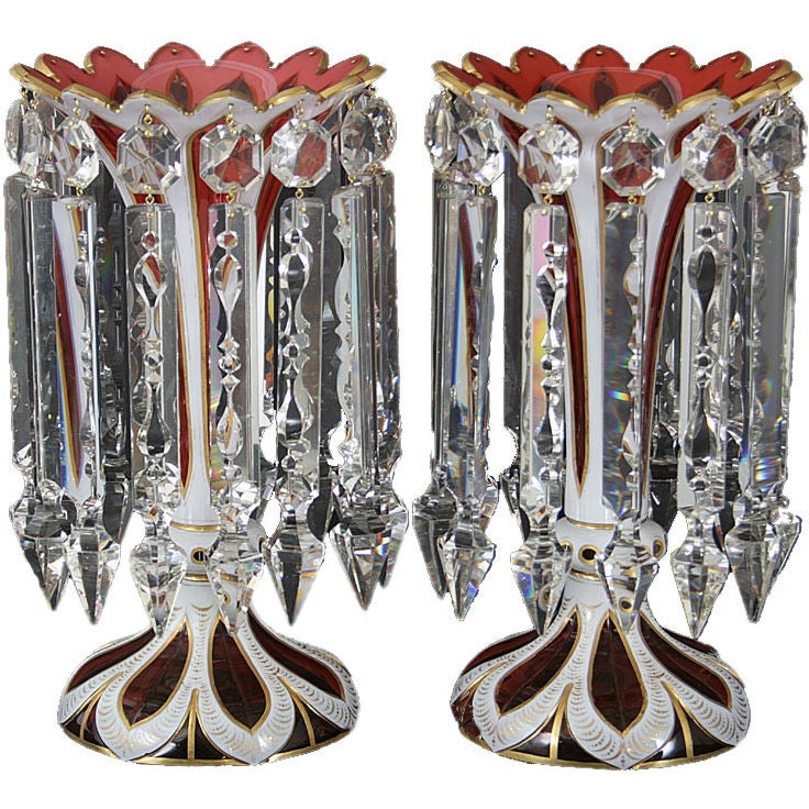 A pair of glass lusters. For Sale