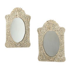 Pair of French Dieppe bone ivory mirrors
