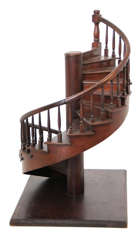 A large and unusual French early 20th century model of a spiral staircase, in pine.