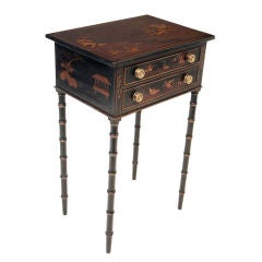 A Regency Two Drawer Lacquer Side Table