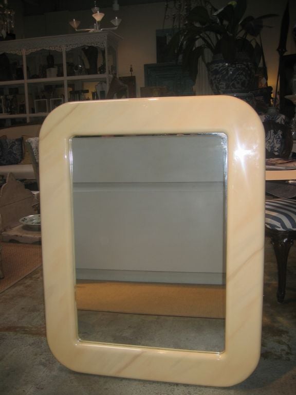 1970's Faux Vellum Mirror