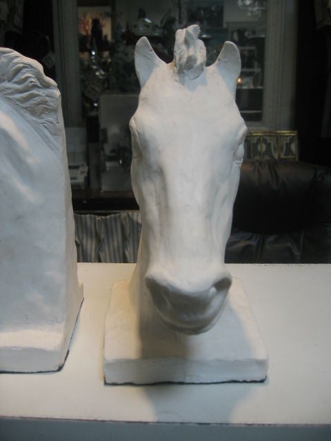 Pair of Vintage Plaster Horse Head Bookends