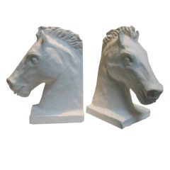 Pair of Vintage Plaster Horse Head Bookends