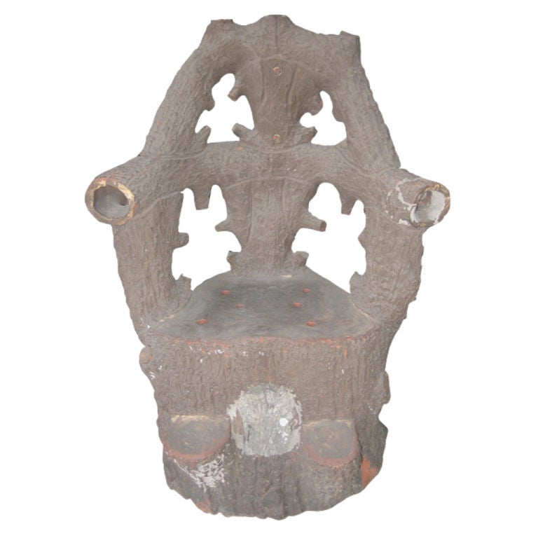 Beautifully Detailed Faux Bois Terra Cotta Chair