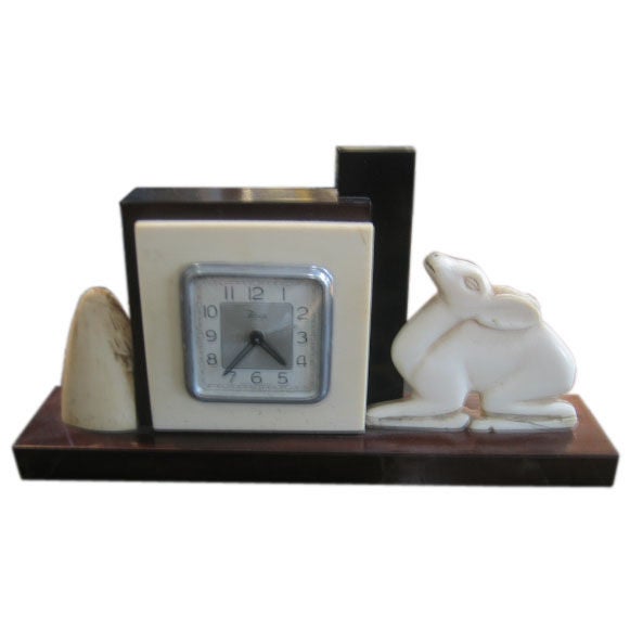 French Art Deco Wind-Up Desk Clock