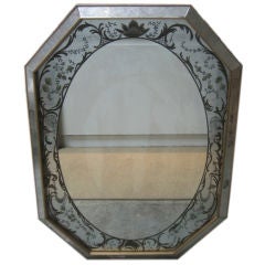 Italian Reverse Painted Octagon Mirror