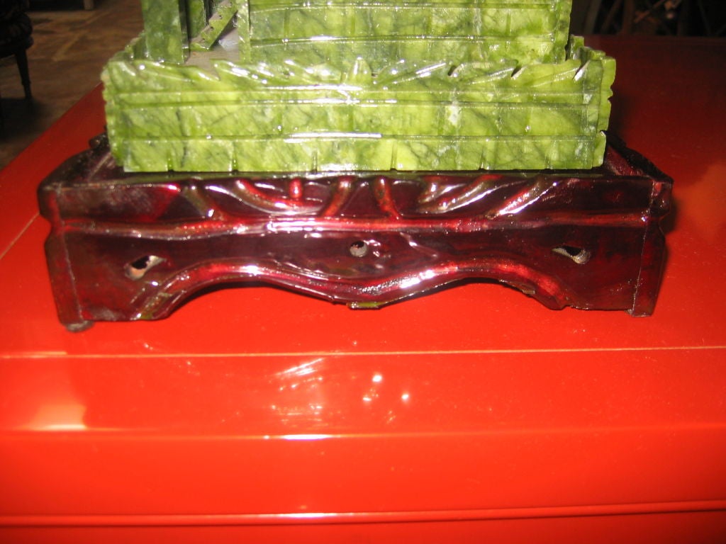 Pair of Vintage Jade Pagodas on Carved Bases 4