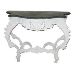 Hand Carved Rococo Console with Faux Marble Top