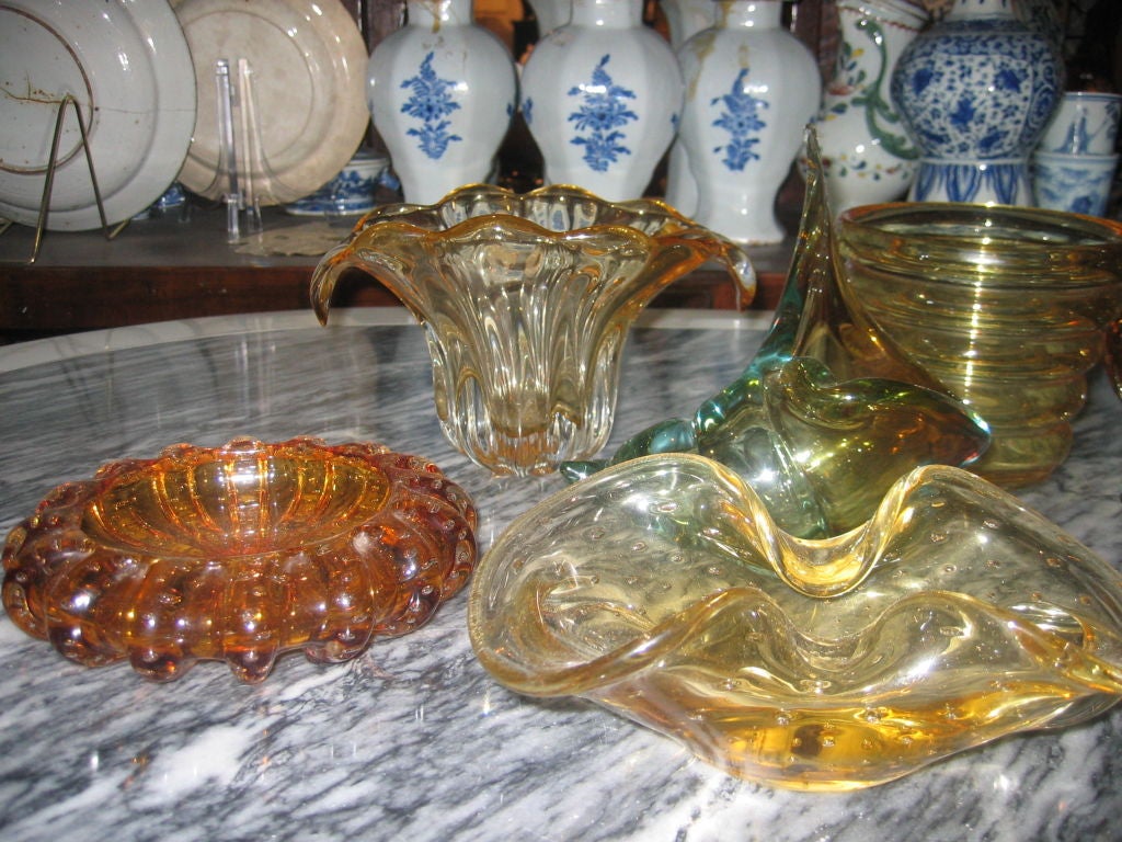 Various Amber Art Glass: Murano and Others