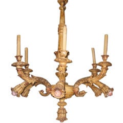 Wood Carved Italian Chandelier in Original Paint & Gilt Finish 11