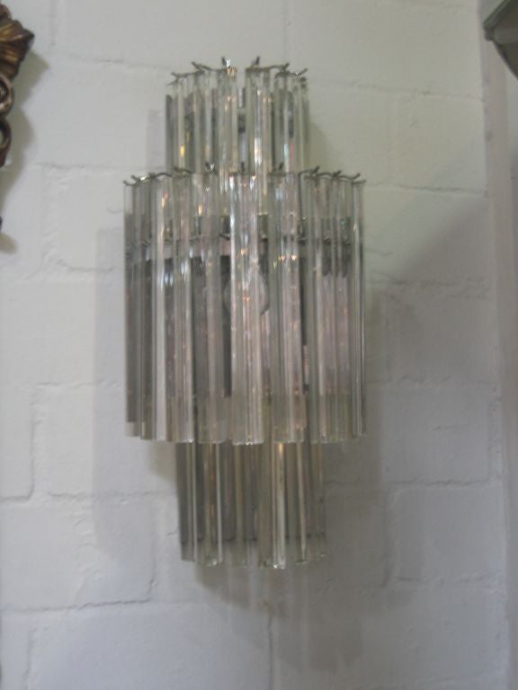 Pair of Vintage Crystal Wall Sconces at 1stdibs
