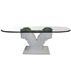 Plaster of Paris Glass Top Table in the Style of Dorothy Draper