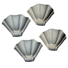Set of Four Plaster Jules Leleu Shell Wall Sconces 2