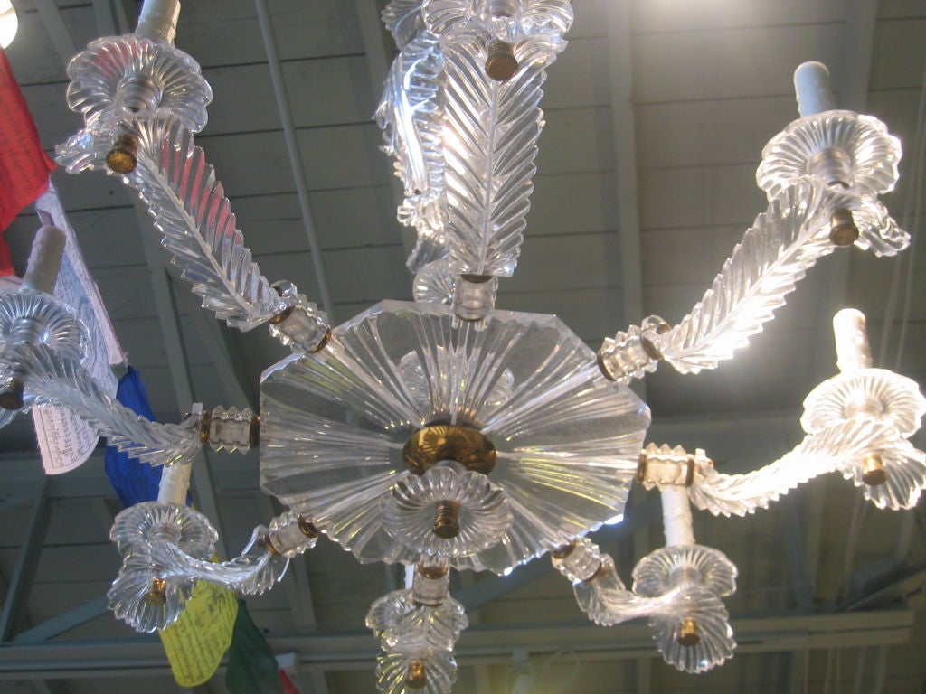 French Prince of Wales Feather Design Lucite Chandelier