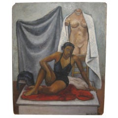 Oil Painting by Miller of an African American Artist's Model 7