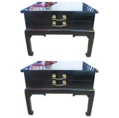 Pair of Black Lacquered Grosfeld House Side Tables