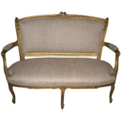 Carved Louis XV Style Settee in Original Gilt Finish