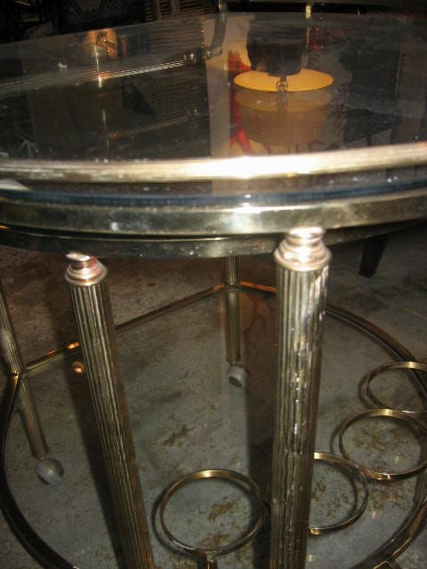 1970's Brass and Glass Bar Cart With Hinge Design