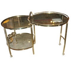 1970's Brass and Glass Bar Cart With Hinge Design