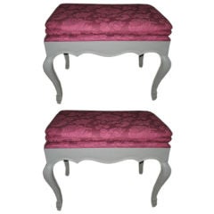 Pair of Painted, Hand-carved Benches