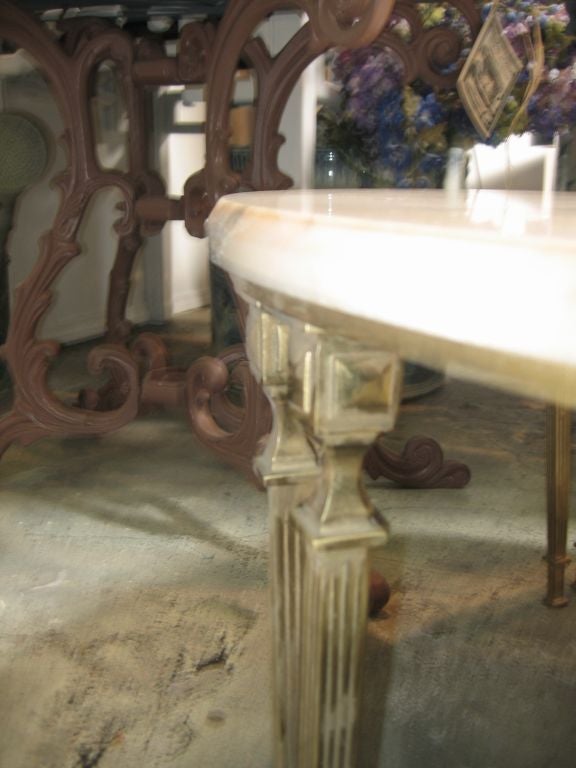 Mid-20th Century Round Marble Top Coffee Table with Bronze Supports