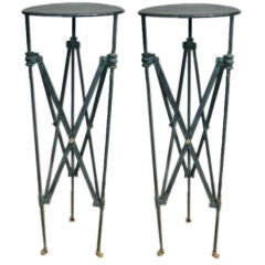 Pair of Verdi-Gris Iron Pompeiian Style Stands 3