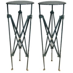 Pair of Verdi-Gris Iron Pompeiian Style Stands