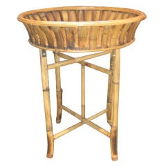 Bamboo Plant Stand with Large Woven Basket Top