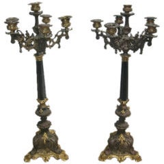 Pair of 19th c. French Doré Bronze Candelabrum 12