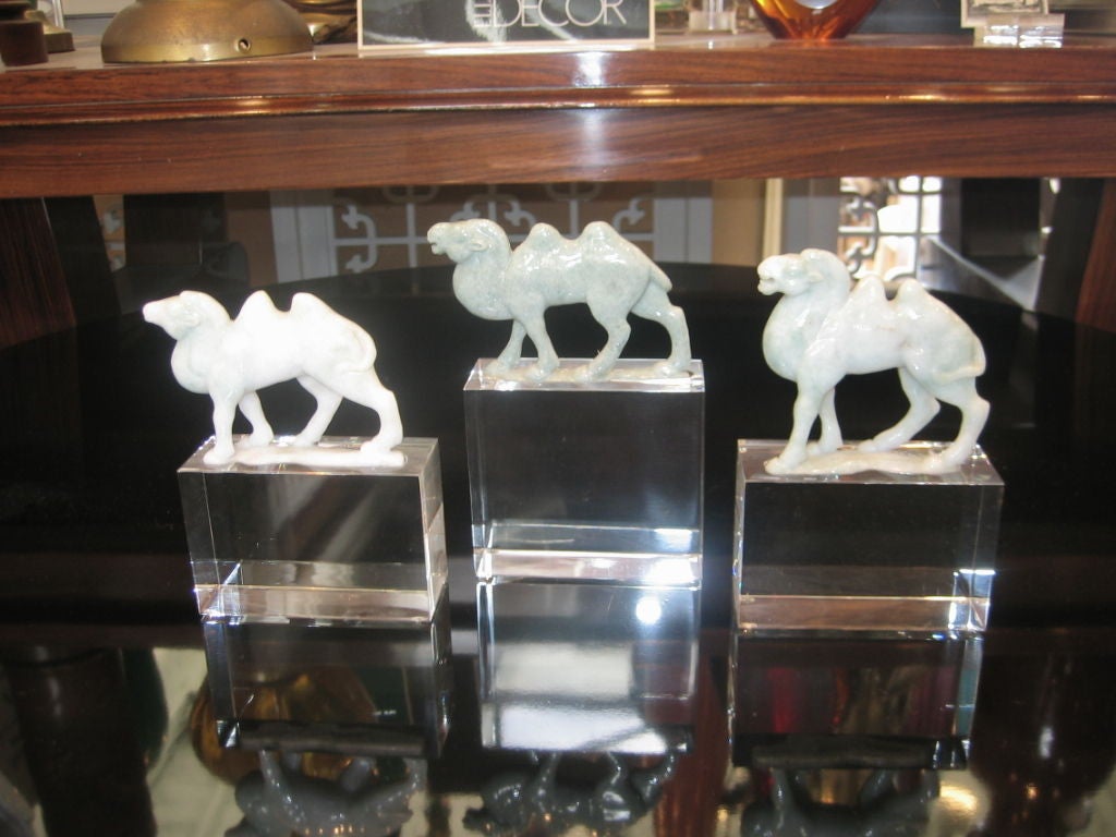 Beautifully carved jade camels. Sold individually.