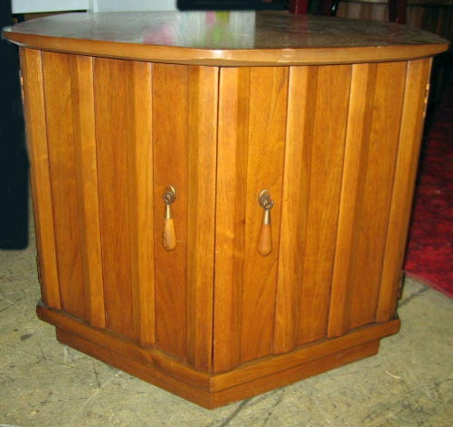 Pair of Hexagon Teak Side Tables