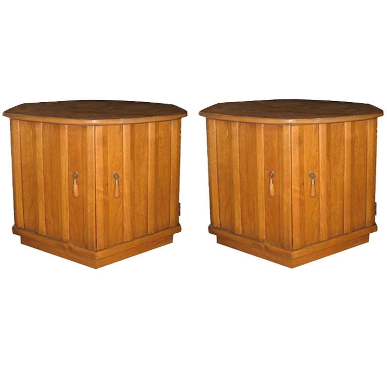 Pair of Hexagon Teak Side Tables