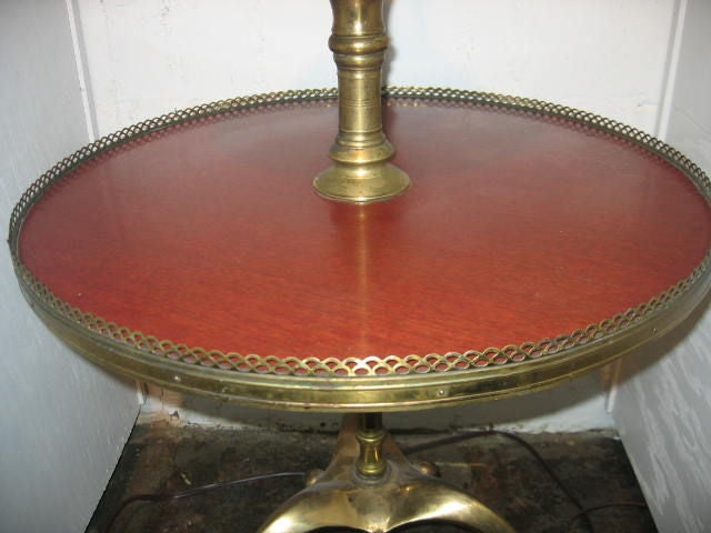 Italian Two-Tiered Table on Brass Tri-Pod Base In Good Condition For Sale In Dallas, TX