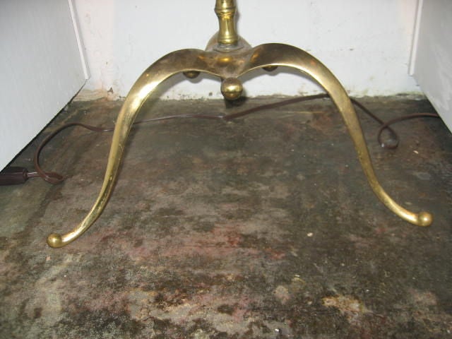 Italian Two-Tiered Table on Brass Tri-Pod Base For Sale 1