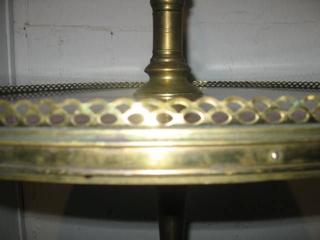 Italian Two-Tiered Table on Brass Tri-Pod Base For Sale 4