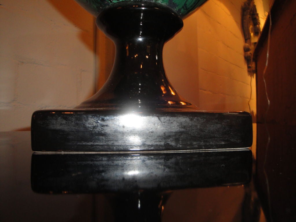Ceramic Pair of Faux Malachite Lamps