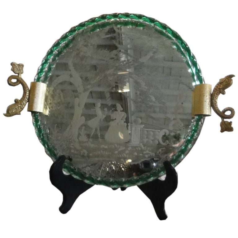 Murano Etched Glass Tray