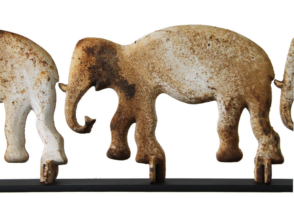Three Elephant Shooting Gallery Targets on Contemporary Mount