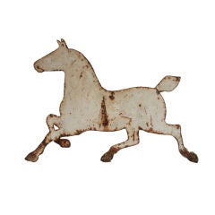 Pair of White Painted Sheet Iron Horses