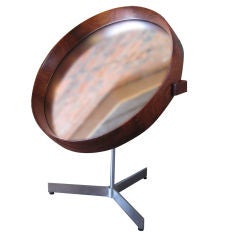 Rosewood and stainless mirror by Luxus