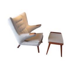 Papa Bear chair and ottoman by Hans Wegner