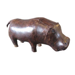 Vintage Leather Hippo ottoman for Abercrombie