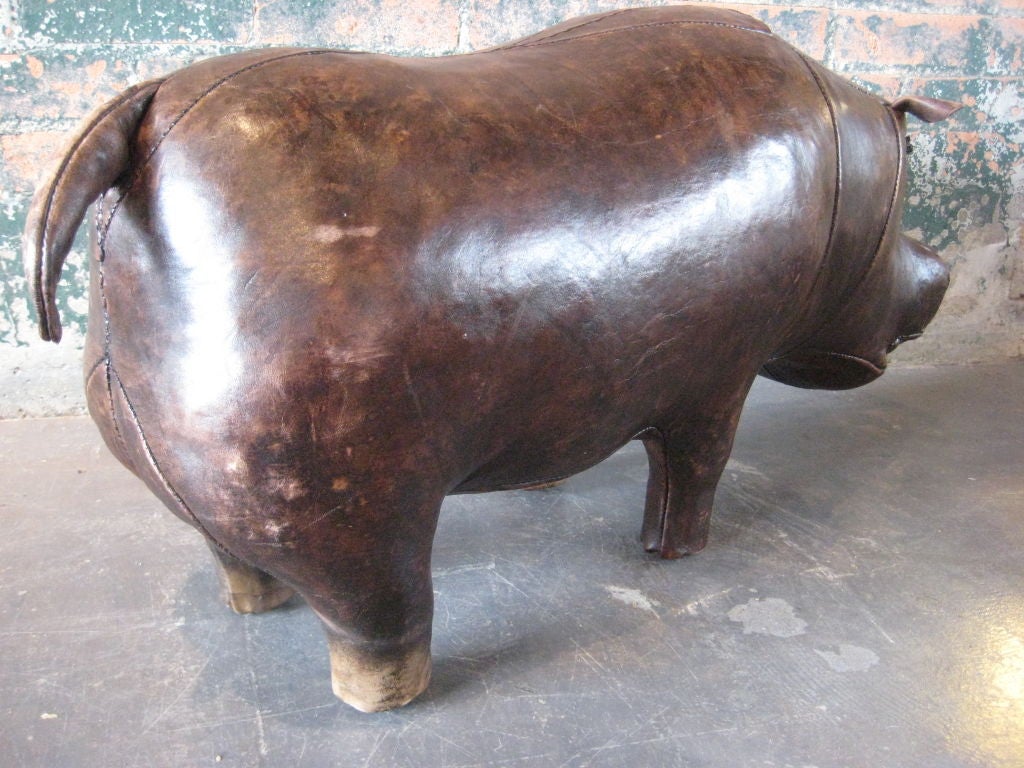 Mid-20th Century Leather Hippo ottoman for Abercrombie